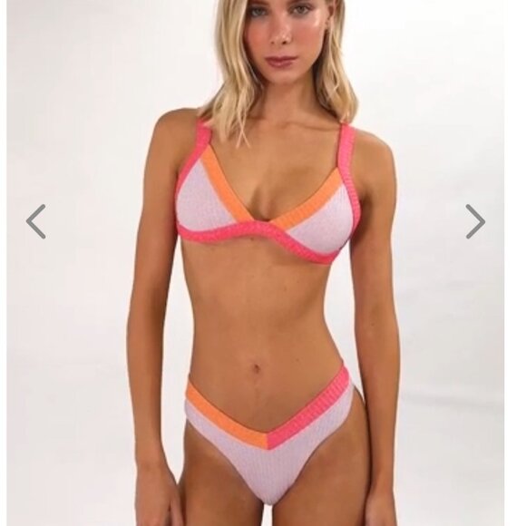 NWT OneOne Swimwear Hamptons Bikini Set Jesse Kameron Small New Shimmer Cheeky - Picture 9 of 16